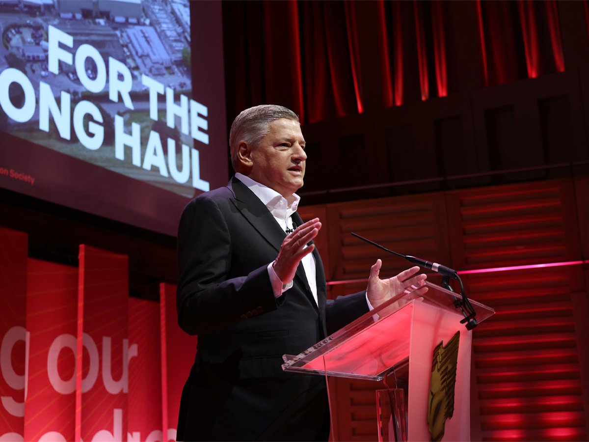 Netflix co-Ceo Ted Sarandos speaking at the Toyal Television Society London Convention 2024