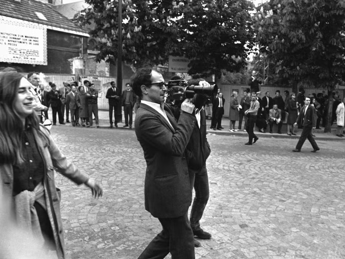Jean-Luc Godard Filming Student Pootests in Paris, 1968
