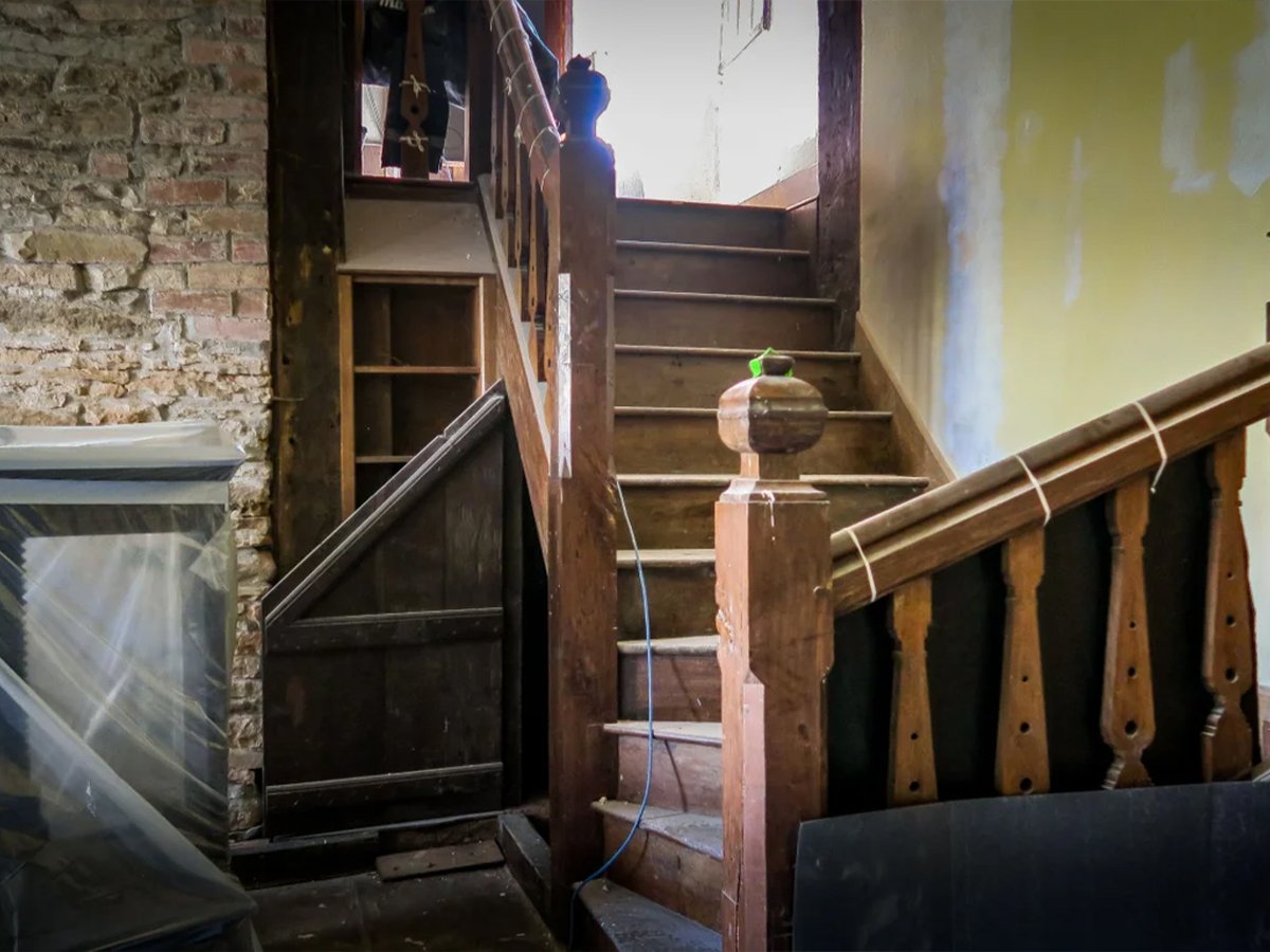 Cwmmau Farmhouse under restoration | Image: National Trust/Mike Henton