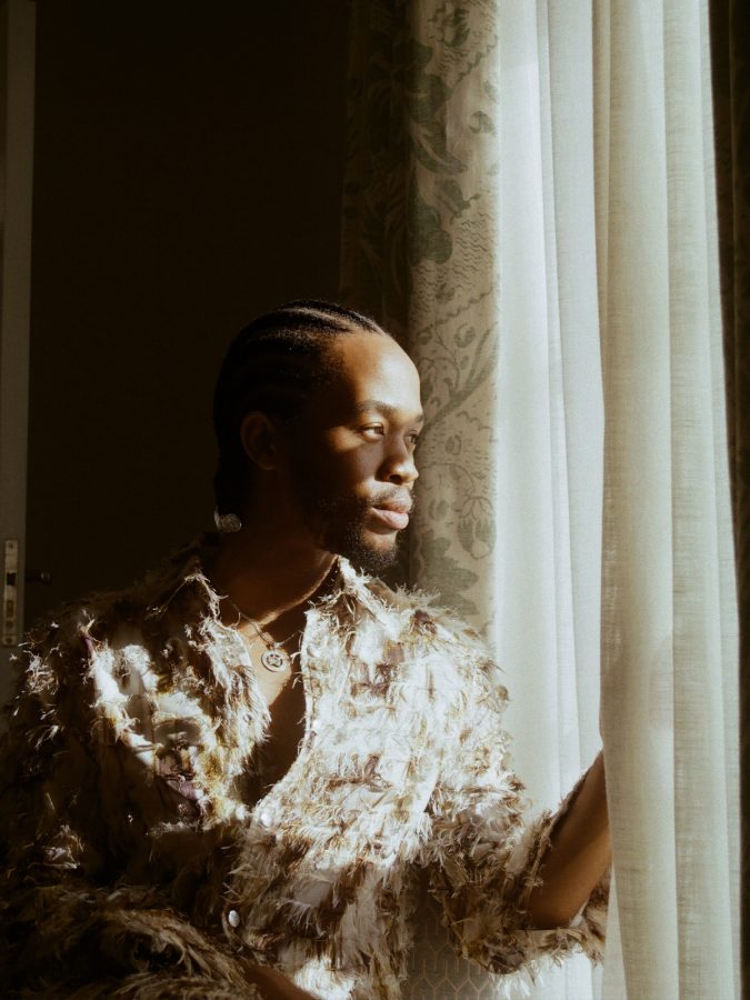 Thebe Magugu looks out onto the gardens of Mount Nelson