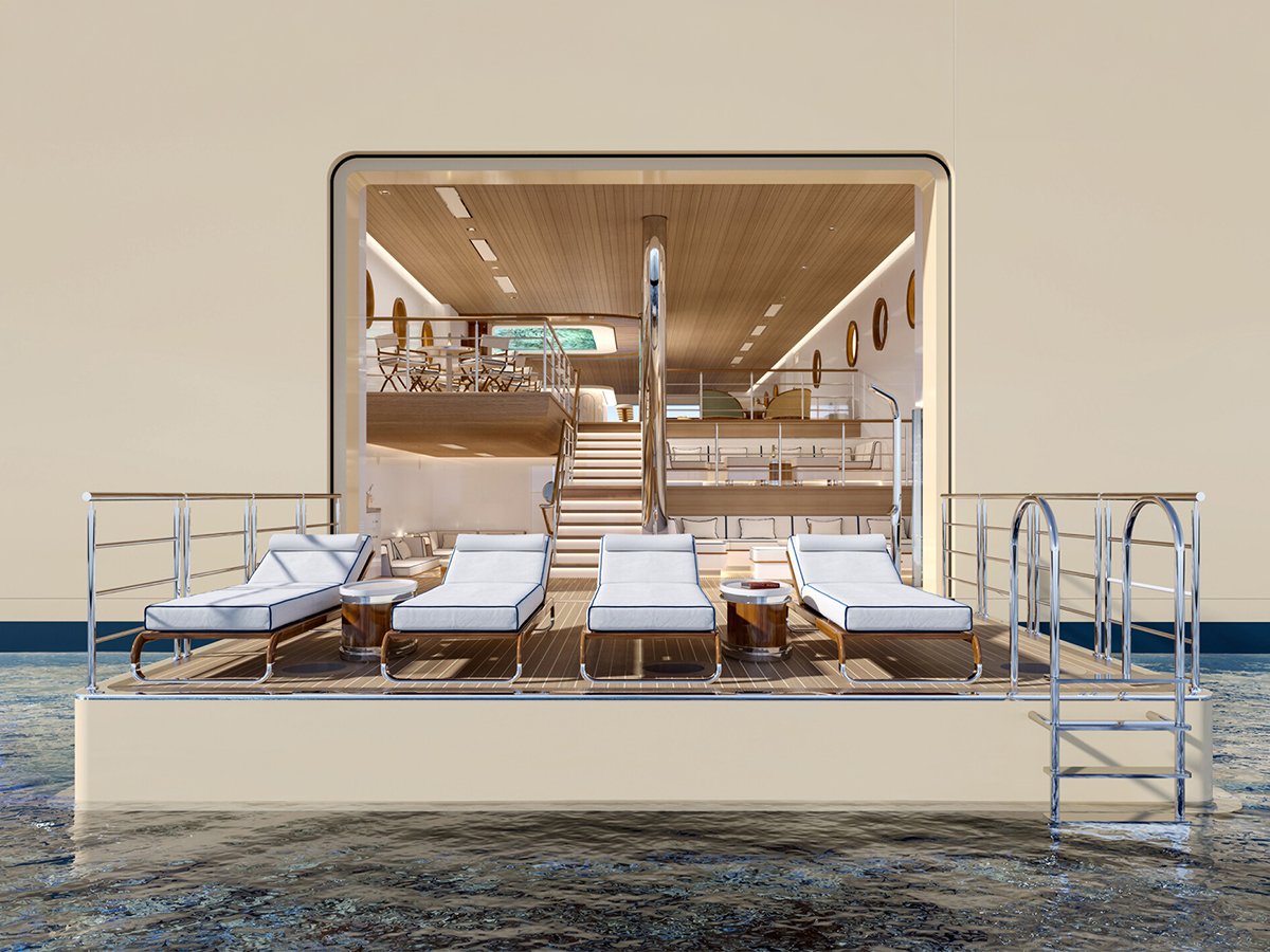 The viewing deck of Four Seasons' first yacht